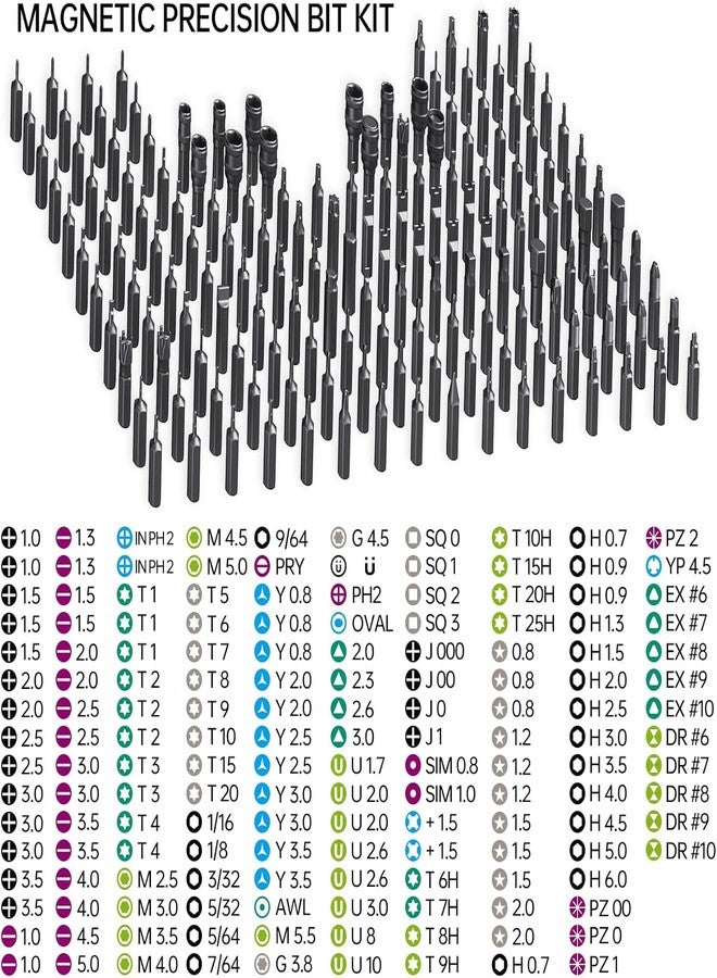 INICIO 180 in 1 Precision Screwdriver Set Case [144 CR-V Bits,14 Sockets,4 S2 Bits] Compact Portable Tool Kit For Repair & Maintenance of Electronics Smartphones iPhone MacBook Laptop (Silver) - Image 4